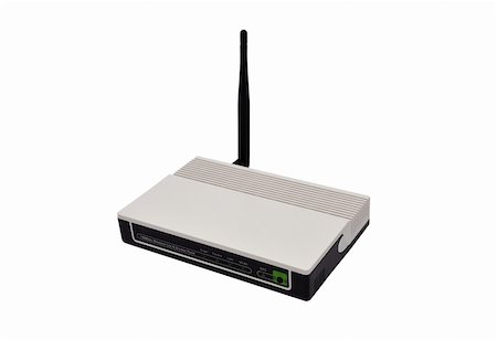 simsearch:400-06332402,k - Wireless router on a white background Foto de stock - Super Valor sin royalties y Suscripción, Código: 400-05889816