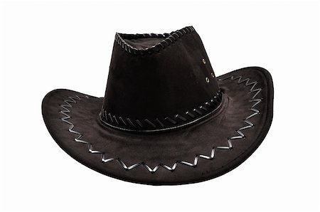 simsearch:400-08498619,k - Black cowboy hat with white background Photographie de stock - Aubaine LD & Abonnement, Code: 400-05889842