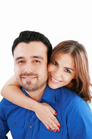 dacasdo (artist) - couple portrait smiling with a white background Foto de stock - Super Valor sin royalties y Suscripción, Código: 400-05889867