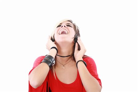 Young woman with a cool rocker style listening to music Stock Photo - Budget Royalty-Free & Subscription, Code: 400-05889900
