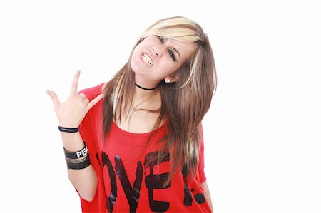 Portrait of a beautiful young female rock singer Stock Photo - Budget Royalty-Free & Subscription, Code: 400-05889901