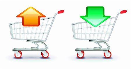simsearch:400-05005850,k - Vector icons set of shopping carts containing in and out arrows Stock Photo - Budget Royalty-Free & Subscription, Code: 400-05880079