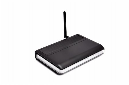 simsearch:400-06332402,k - Wireless router on a white background Foto de stock - Super Valor sin royalties y Suscripción, Código: 400-05880123