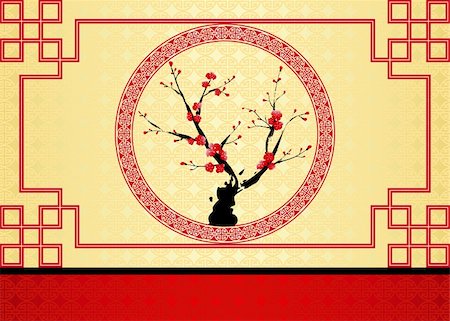 simsearch:400-06554755,k - Oriental style painting, Plum blossom, Cherry blossom Stock Photo - Budget Royalty-Free & Subscription, Code: 400-05880172