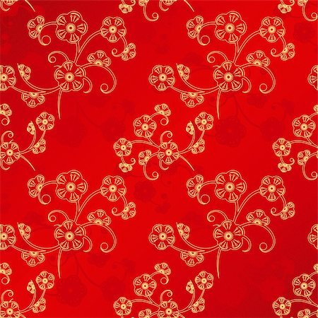 Oriental Chinese New Year cherry blossom seamless pattern background Stock Photo - Budget Royalty-Free & Subscription, Code: 400-05880173