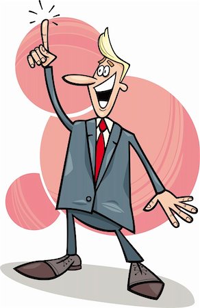 simsearch:400-05880189,k - cartoon humorous illustration of young businessman with an idea Foto de stock - Royalty-Free Super Valor e Assinatura, Número: 400-05880196