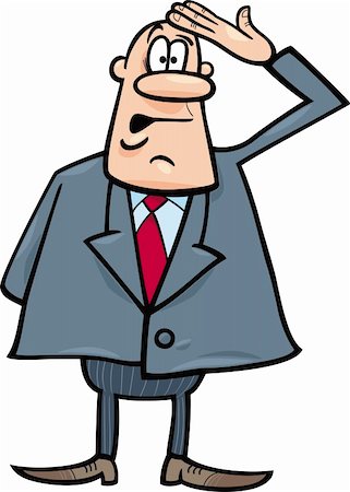 simsearch:400-05880189,k - cartoon humorous illustration of funny confused businessman Foto de stock - Royalty-Free Super Valor e Assinatura, Número: 400-05880191