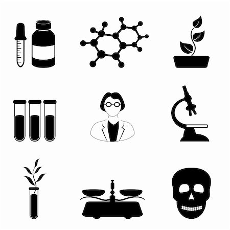 science beaker plants - Science, biology and chemistry related icon set in black Stock Photo - Budget Royalty-Free & Subscription, Code: 400-05880424