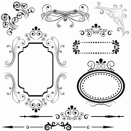 decorative borders for greeting cards - Calligraphic border and frame designs Stock Photo - Budget Royalty-Free & Subscription, Code: 400-05880423