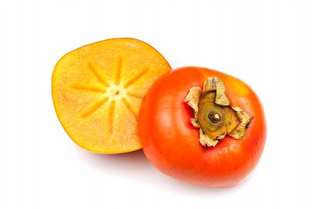 diospyros - Orange ripe persimmon isolated over white background Stock Photo - Budget Royalty-Free & Subscription, Code: 400-05880451