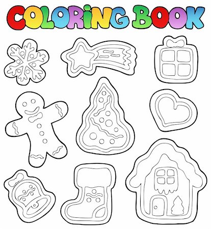 simsearch:400-05736949,k - Coloring book gingerbread 1 - vector illustration. Foto de stock - Super Valor sin royalties y Suscripción, Código: 400-05880758