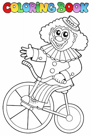 Coloring book with happy clown 4 - vector illustration. Stock Photo - Budget Royalty-Free & Subscription, Code: 400-05880765