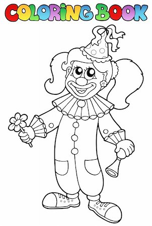simsearch:400-04328702,k - Coloring book with happy clown 5 - vector illustration. Fotografie stock - Microstock e Abbonamento, Codice: 400-05880766