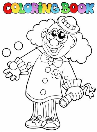 simsearch:400-04328702,k - Coloring book with happy clown 8 - vector illustration. Fotografie stock - Microstock e Abbonamento, Codice: 400-05880769