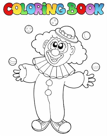 simsearch:400-04236834,k - Coloring book with cheerful clown 1 - vector illustration. Foto de stock - Royalty-Free Super Valor e Assinatura, Número: 400-05880760