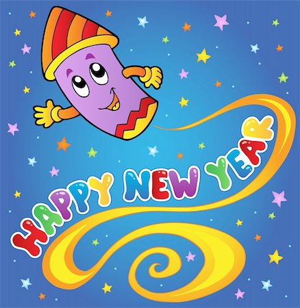 firecracker rocket - Happy New Year theme 1 - vector illustration. Stock Photo - Budget Royalty-Free & Subscription, Code: 400-05880776