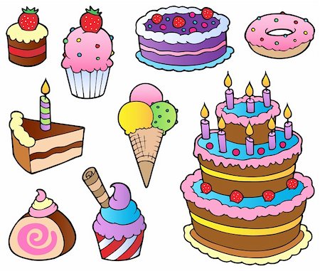 simsearch:400-05897093,k - Various cakes collection 1 - vector illustration. Stock Photo - Budget Royalty-Free & Subscription, Code: 400-05880780