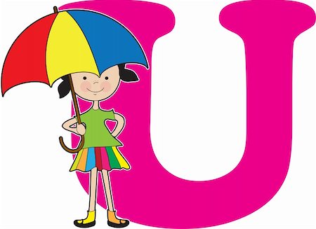 people alphabet u - A young girl holding an umbrella to stand for the letter U Stock Photo - Budget Royalty-Free & Subscription, Code: 400-05881305