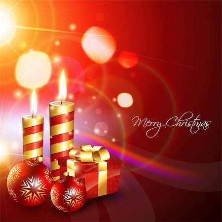 simsearch:400-05881864,k - stylish christmas candle and gift box on red background Stock Photo - Budget Royalty-Free & Subscription, Code: 400-05881872