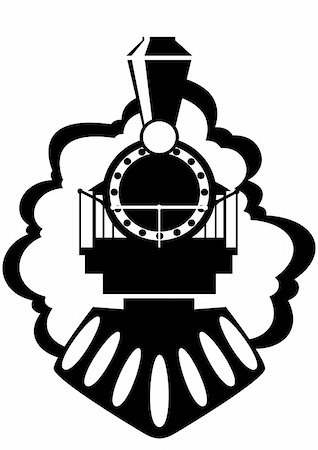 The steam locomotive. Old rail. Black and white illustration Foto de stock - Super Valor sin royalties y Suscripción, Código: 400-05881900