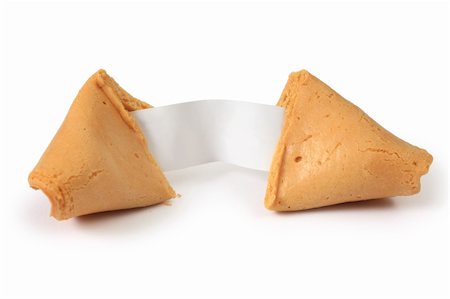 simsearch:600-07529005,k - Photo of an isolated broken fortune cookie on a white background. Stockbilder - Microstock & Abonnement, Bildnummer: 400-05882124