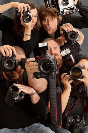 Photo of paparazzi fighting for space to take photos. Stock Photo - Budget Royalty-Free & Subscription, Code: 400-05882129