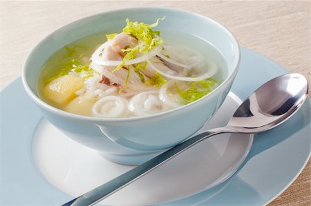 Fish Soup wiht white fish, onion, potato and rise. Fotografie stock - Microstock e Abbonamento, Codice: 400-05882352