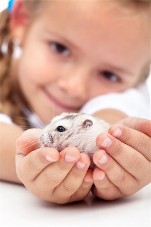 My little pal - girl holding her hamster in palms Stock Photo - Budget Royalty-Free & Subscription, Code: 400-05882556