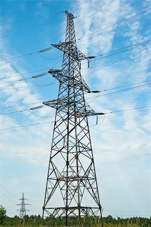 simsearch:400-06741736,k - High voltage power lines over blue sky Stock Photo - Budget Royalty-Free & Subscription, Code: 400-05882838
