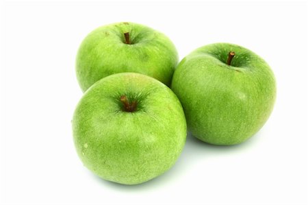 produce wet - green apples pile isolated on white Stock Photo - Budget Royalty-Free & Subscription, Code: 400-05882930