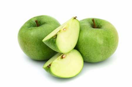 produce wet - green apples pile slice isolated on white Stock Photo - Budget Royalty-Free & Subscription, Code: 400-05882931