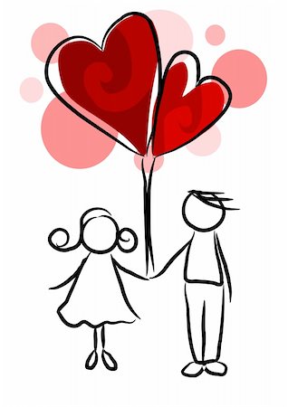 simsearch:400-04294764,k - Couple in love - beauty illustration, valentine time. Foto de stock - Royalty-Free Super Valor e Assinatura, Número: 400-05883205