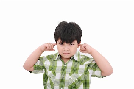 Photo of a boy with his fingers in his ears. Stock Photo - Budget Royalty-Free & Subscription, Code: 400-05883261