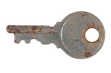 simsearch:400-07338365,k - Old rusty key isolated on white background. Fotografie stock - Microstock e Abbonamento, Codice: 400-05883520