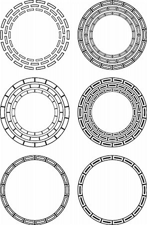 Six circular black and white design elements Stock Photo - Budget Royalty-Free & Subscription, Code: 400-05883546