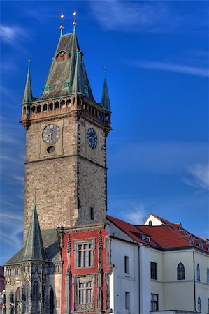 simsearch:400-04300682,k - Famous City hall at the Old Town Square, Prague, Czech Republic Foto de stock - Royalty-Free Super Valor e Assinatura, Número: 400-05883569