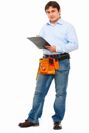 Full length portrait of construction worker with clipboard Stock Photo - Budget Royalty-Free & Subscription, Code: 400-05883694