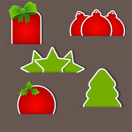 simsearch:400-04566378,k - Set of vector christmas red and green tags Photographie de stock - Aubaine LD & Abonnement, Code: 400-05883729