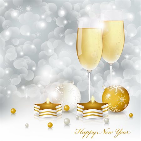 simsearch:400-06477568,k - New year greeting card with champagne Stock Photo - Budget Royalty-Free & Subscription, Code: 400-05883722
