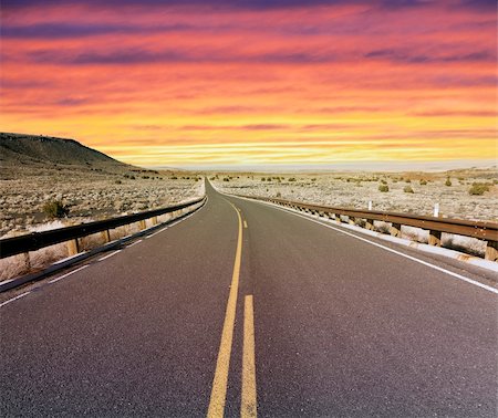 Lonely desert highway in rural Arizona at sunset Stock Photo - Budget Royalty-Free & Subscription, Code: 400-05894096