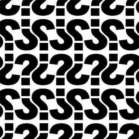 Abstract background with black and white ornament from question marks. Seamless pattern. Vector illustration. Stock Photo - Budget Royalty-Free & Subscription, Code: 400-05894107