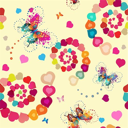 simsearch:400-05894205,k - Seamless pattern with hearts and butterflies for Valentine's day Stock Photo - Budget Royalty-Free & Subscription, Code: 400-05894179