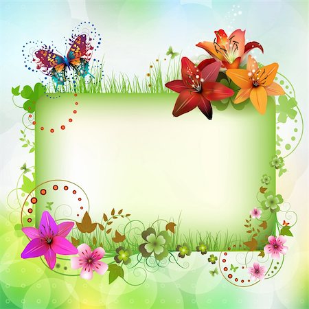 simsearch:400-06170897,k - Banner with flowers and butterflies Photographie de stock - Aubaine LD & Abonnement, Code: 400-05894189