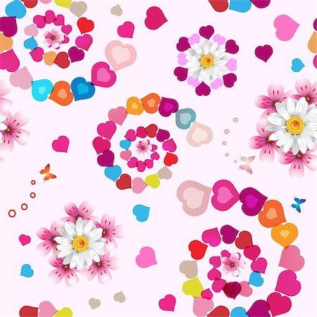 simsearch:400-05894204,k - Seamless pattern with hearts and flowers for Valentine's day Photographie de stock - Aubaine LD & Abonnement, Code: 400-05894182