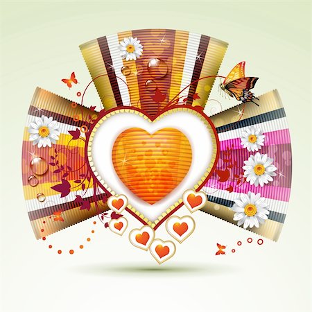 simsearch:400-06082408,k - Valentine's day card. Heart with daisy and butterfly Fotografie stock - Microstock e Abbonamento, Codice: 400-05894204