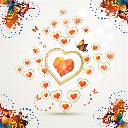 simsearch:400-05894204,k - Valentine's day card with butterflies Photographie de stock - Aubaine LD & Abonnement, Code: 400-05894208