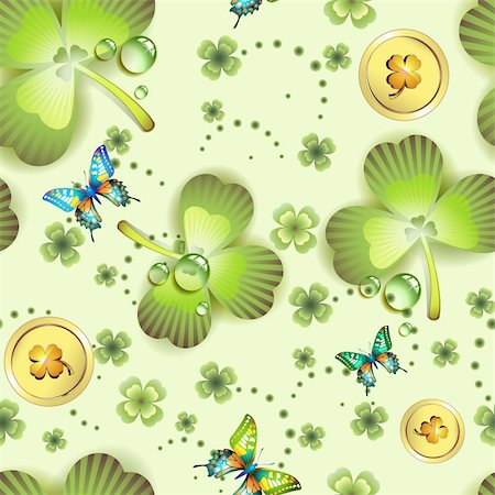 simsearch:400-05894214,k - Seamless pattern with clover and coins for St. Patrick's Day Stock Photo - Budget Royalty-Free & Subscription, Code: 400-05894216