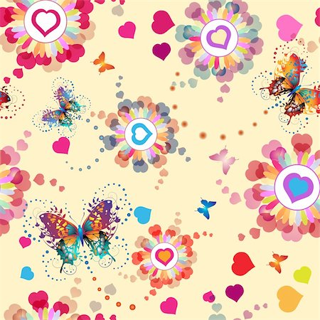 simsearch:400-05894205,k - Seamless pattern with hearts and butterflies for Valentine's day Stock Photo - Budget Royalty-Free & Subscription, Code: 400-05894221