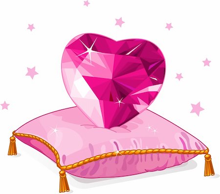 drawing of a diamond - Ruby Love heart on the pink pillow Stock Photo - Budget Royalty-Free & Subscription, Code: 400-05894223