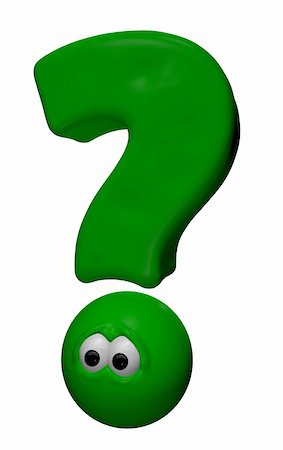 simsearch:400-04665113,k - green question mark with eyes - 3d cartoon illustration Stock Photo - Budget Royalty-Free & Subscription, Code: 400-05894280